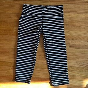 Athleta  Black and White Stripe Capri Leggings